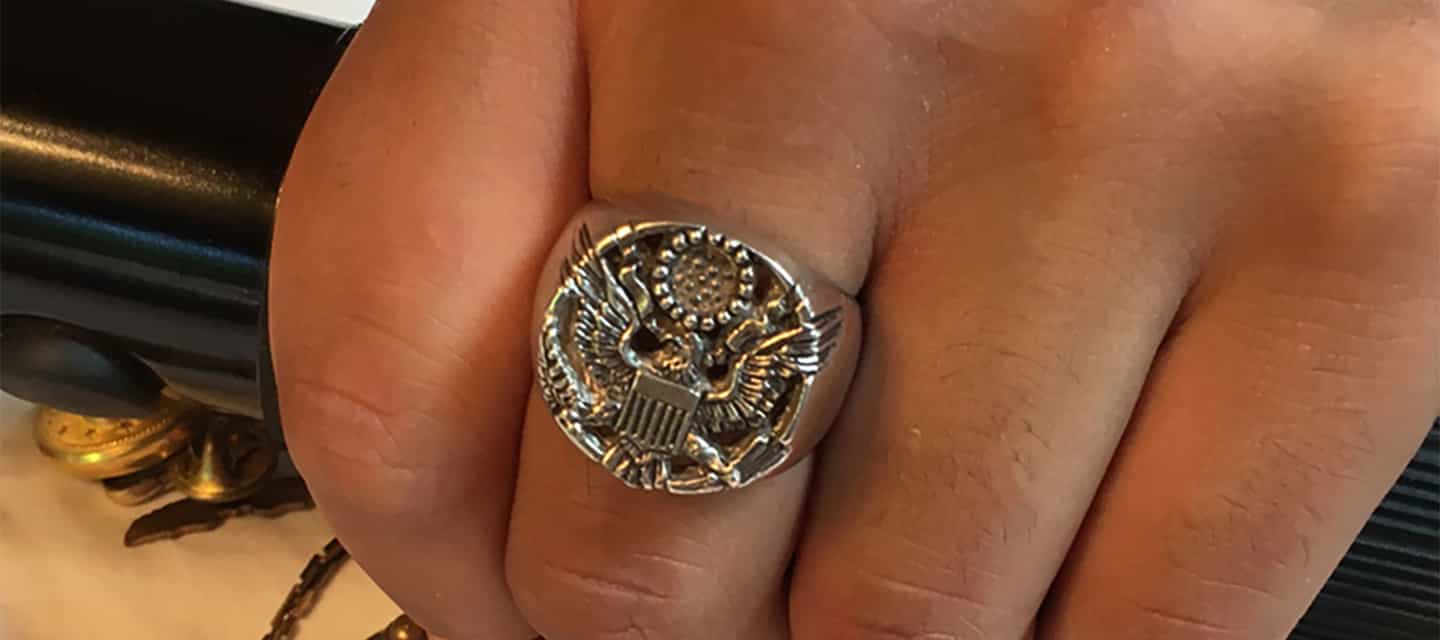 Justice eagle ring in sterling silver