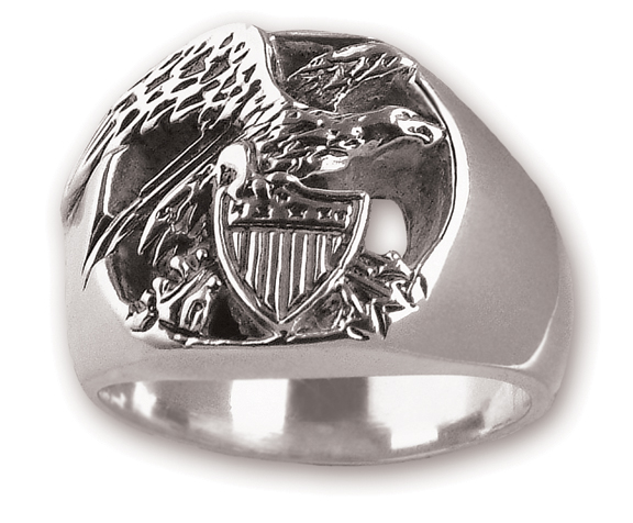 10 Republic Eagle Sterling Silver Mens Ring 