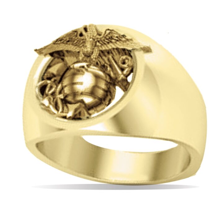 Gold Marine Corps Laser Eagle Ring